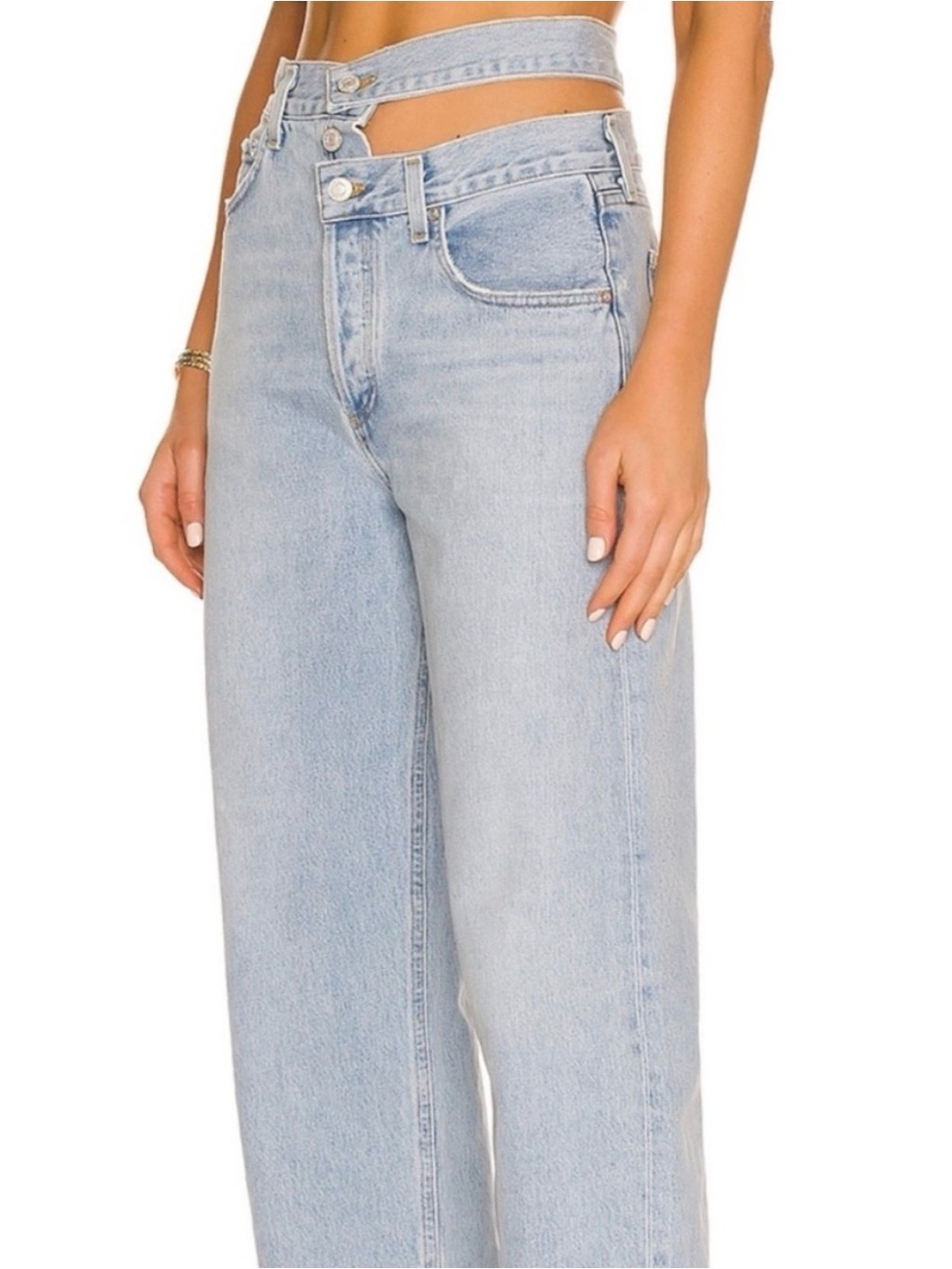 Agolde women’s light broken waistband jeans